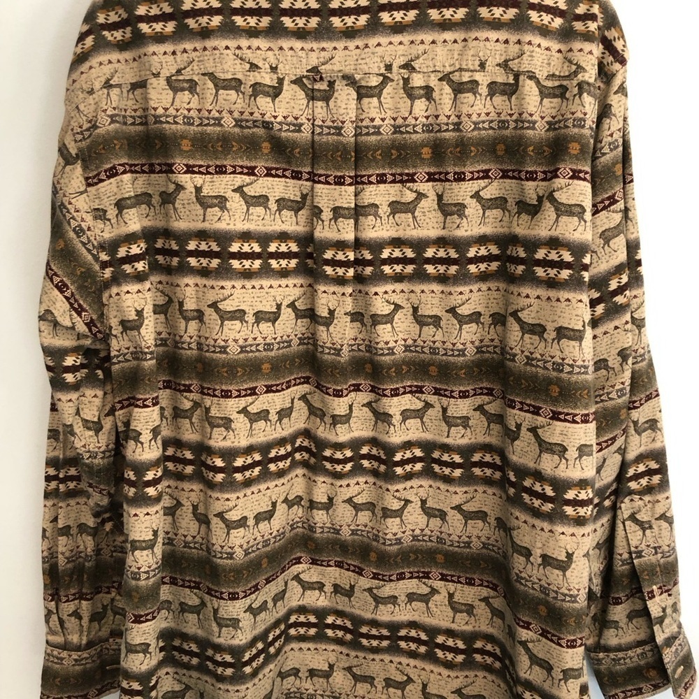 Woolrich Shirt Mens XL Olive Deer Aztec All Over Print Southwest Button Down - Picture 6 of 9